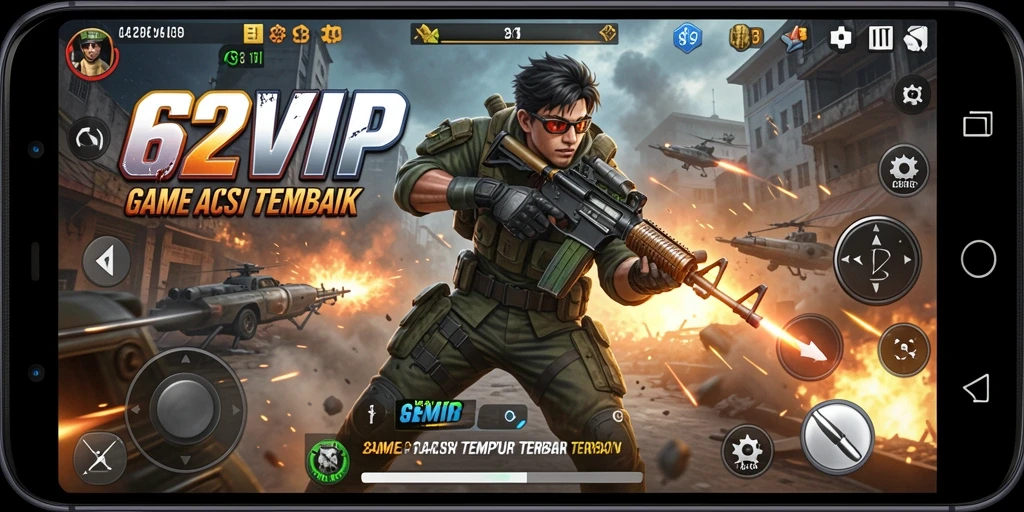 Tangkapan layar 62VIP menampilkan aksi intens dalam gameplay TPS.