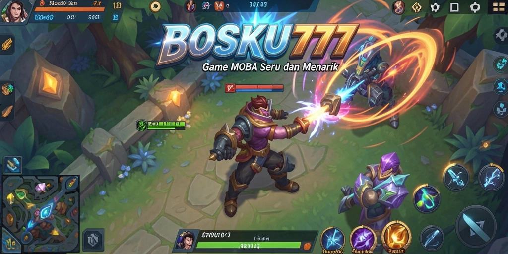 Gameplay seru BOSKU777 saat tim bertarung di arena.