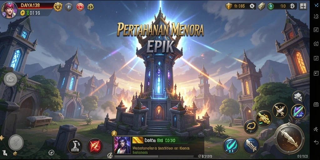 Tangkapan layar dari gameplay Tower Defense yang menegangkan di DAYA138.