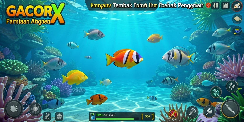 Tampilan gameplay GACORX yang mengasyikkan saat menembak ikan.