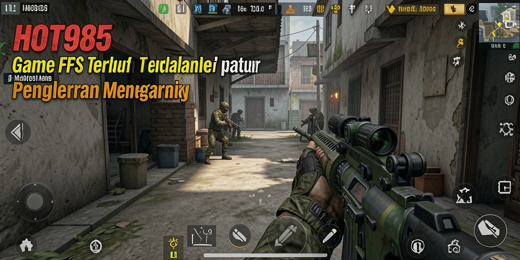 Tampilan gameplay HOT985 dengan aksi menegangkan di arena FPS.
