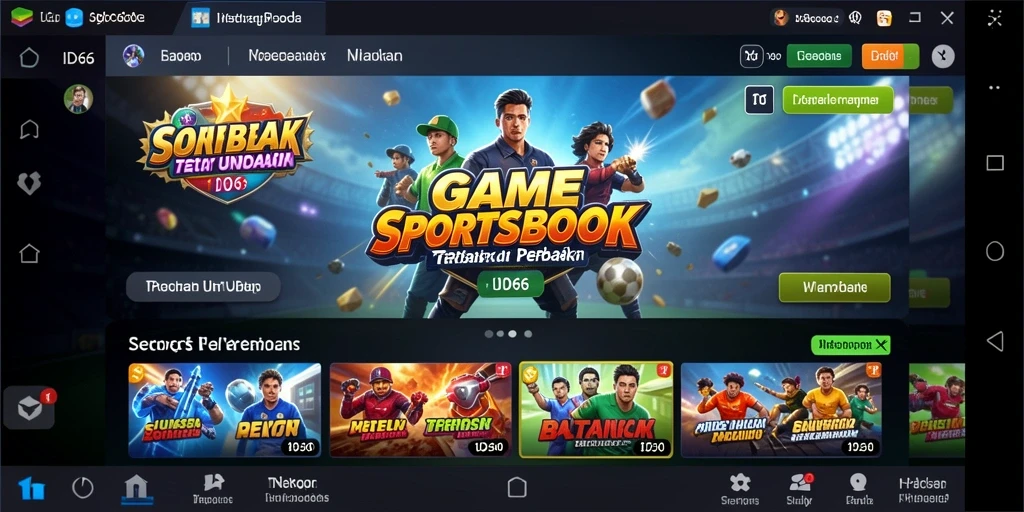 Screenshot utama ID66 menampilkan antarmuka Sportsbook yang menarik.