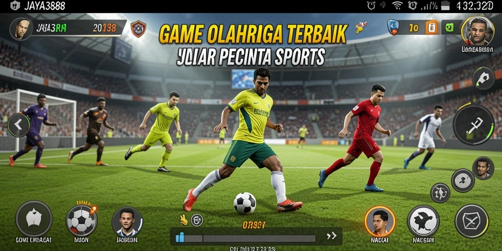 Screenshot utama JAYA388 menampilkan aksi permainan olahraga yang seru.