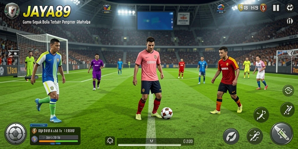 Tampilan gameplay JAYA89 dengan aksi sepak bola seru.