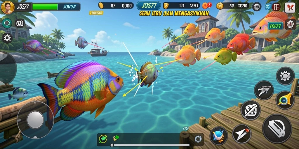 Screenshot gameplay JOS77 yang menampilkan momen menangkap ikan.