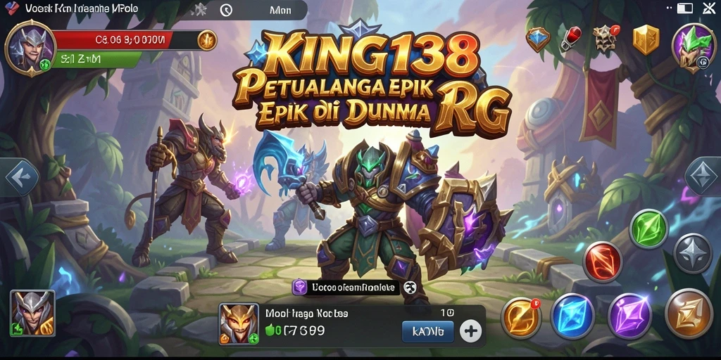 Tangkapan layar utama KING138 menampilkan aksi pertempuran yang epik dalam permainan RPG.