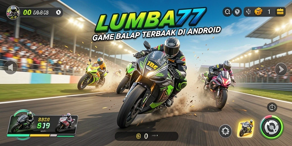 Tampilan gameplay menegangkan di LUMBA77 dengan mobil balap beraksi.