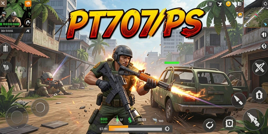 Screenshot gameplay PT707 yang menunjukkan pertempuran seru dan grafis menakjubkan.
