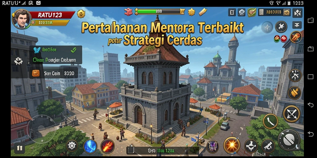 Gameplay menara pertahanan yang intens dan strategis di RATU123.