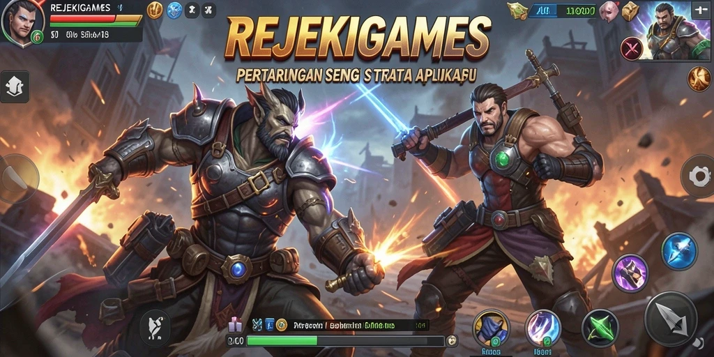 Screenshot gameplay REJEKIGAMES yang menampilkan pertarungan seru.
