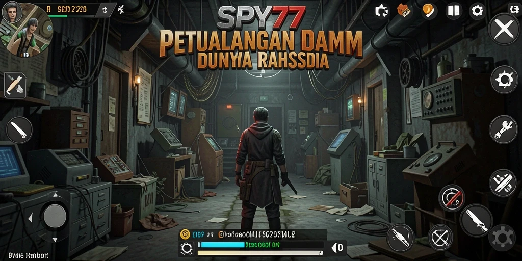 Tampilan gameplay SPY77 yang penuh aksi dan strategi RPG.