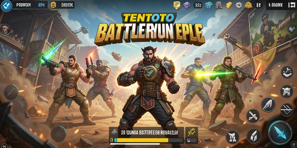 Screenshot TENTOTO menunjukkan aksi intens dalam pertempuran Battle Royale.