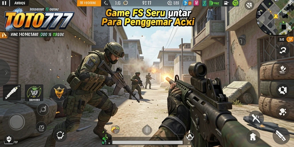 Screenshot TOTO777 menampilkan aksi tembak-menembak yang intens.