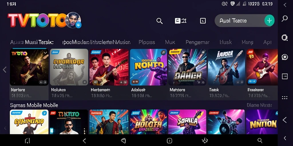 Screenshot menunjukkan gameplay interaktif dari aplikasi Musik TVTOTO.