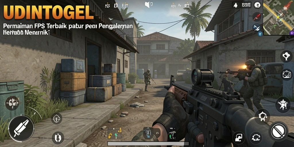 Tampilan gameplay yang mendebarkan dalam UDINTOGEL dengan aksi FPS yang intens.